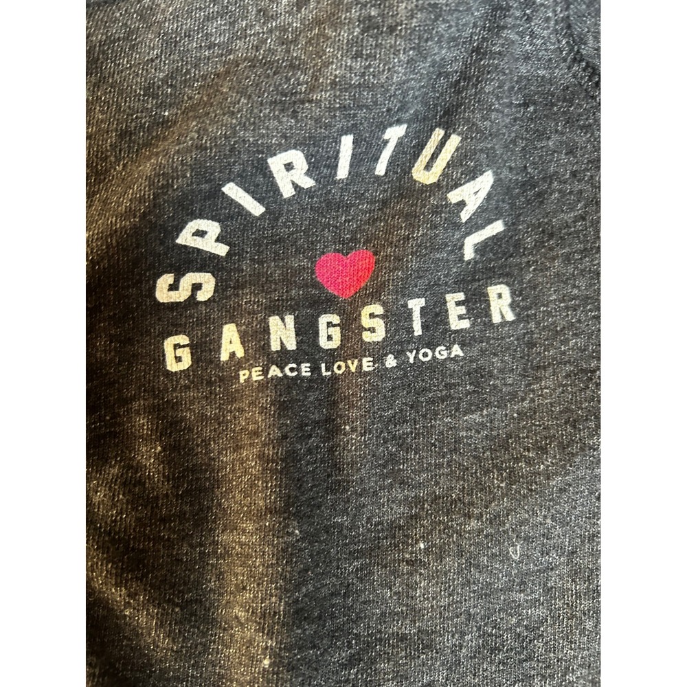 Spiritual Gangster Zip Up Hoodie Charcoal Grey Varsity Stripe Yoga Medium - Picture 4 of 5